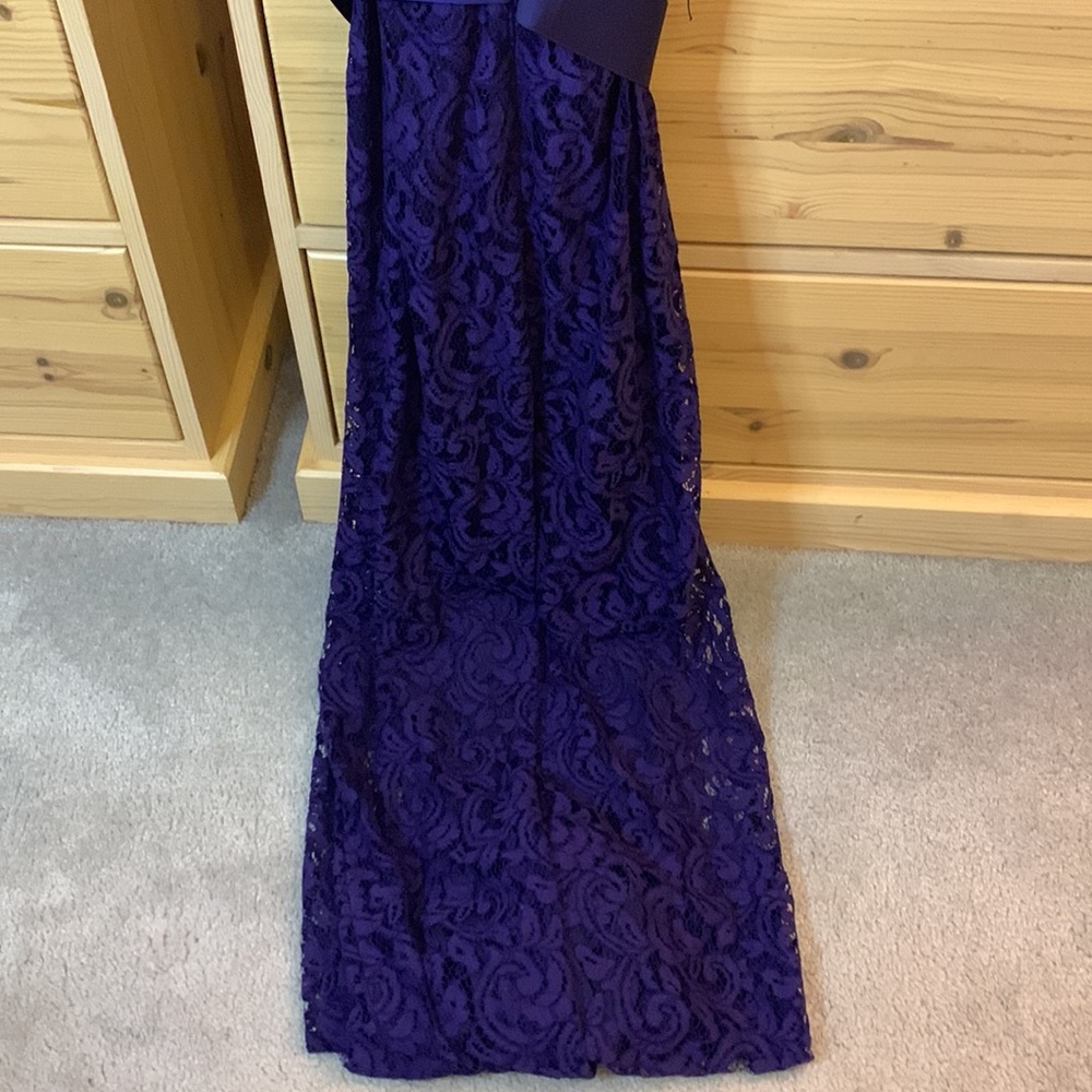 Tadashi Shoji Royal Purple Lace Special Occasion Gown Formal Dress Size 4 - Picture 12 of 12